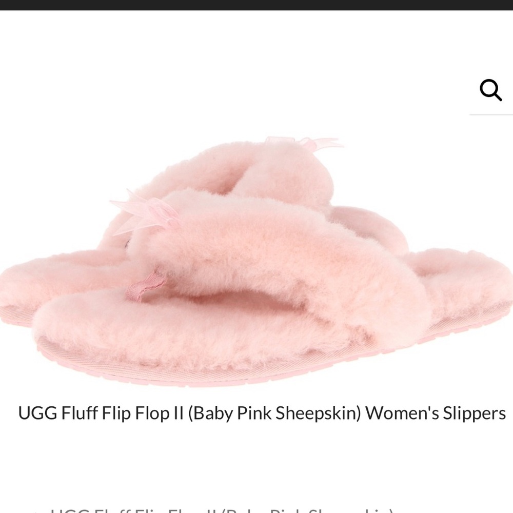 UGG Pink Fluff Flip Flop Slippers 9